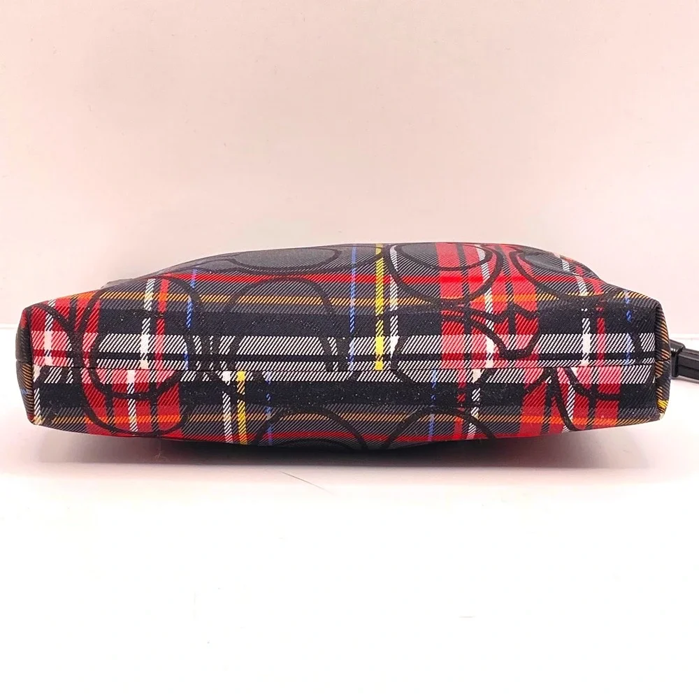 Coach Poppy Tartan Plaid Wristlet Red Black Signature C Pouch Clutch Y2K Vintage